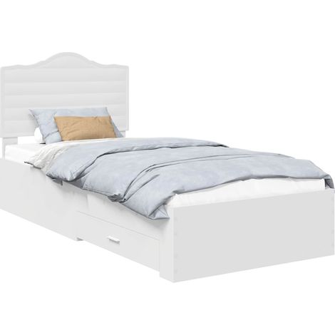 Maison Exclusive - Bettrahmen mit Kopfteil Weiß 90 x 190 cm Holzw