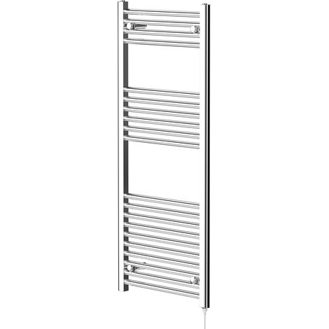 Wholesale Domestic Pizarro Chrome 1200mm x 500mm Straight Electric Heated Towel Rail (1/5)