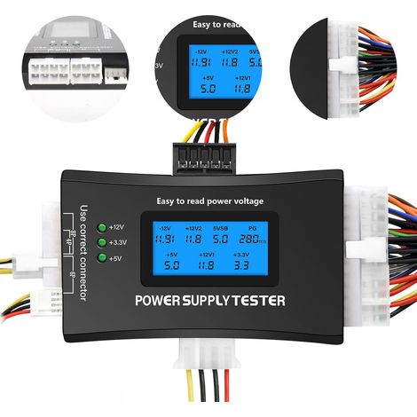 Testeur d'alimentation PC, Testeur ATX 1,8" LCD pour ATX/ITX/IDE/HDD/SATA/BYI, Testeur d'alimentation Numérique avec Écran LCD (1/5)