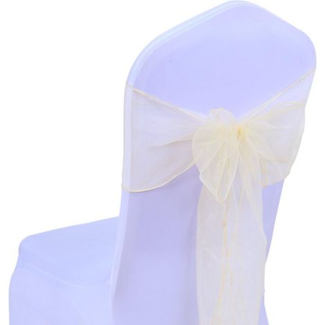 25pcs Organza Ribbons Bows for Chair Covers Bows Wedding Ceremony Decoration Party Event Birthday 17x275cm 22 Colors (Without Chair Covers) - Champagne