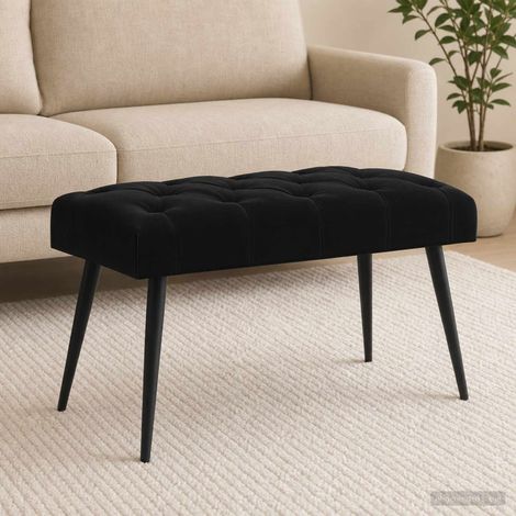 vidaXL Banc avec capitonnage bouton Noir 80 x 40 x 46 cm Velours (1/5)
