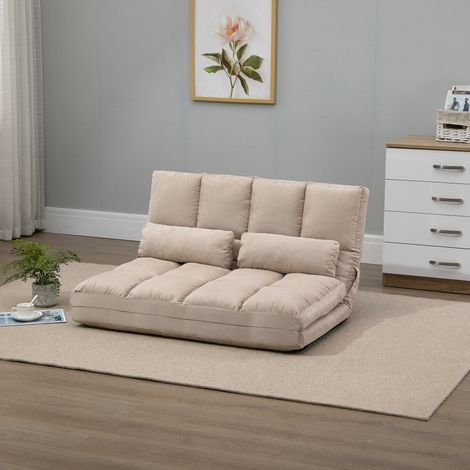 Fauteuil de sol 2 en 1 convertible en lit beige 102 x 73 x 60 cm (1/5)