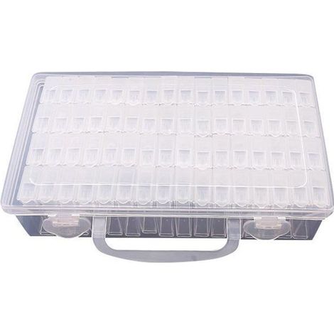 Boîte de Rangement pour Bijoux en Plastique Réglable - 64 Grilles - Blanc (1/4)