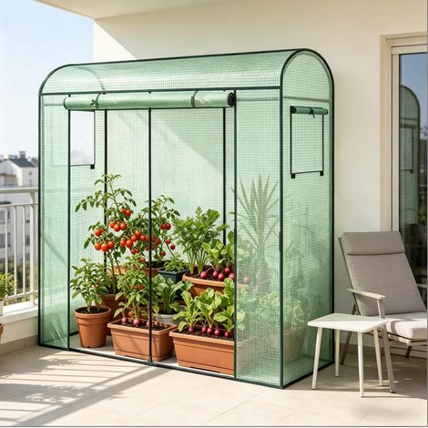 Serra da giardino in PE e acciaio 170x68x200 cm OKMYHOME (1/4)
