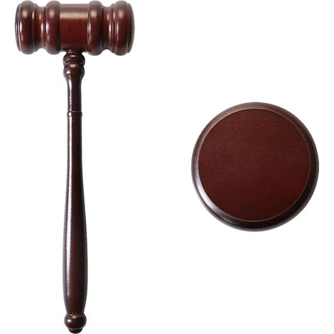 Marteau de vente aux enchères en bois - Marteau de juge et bloc de résonance - Pour juges, avocats, ventes aux enchères, jeu de rôle pour enfants et cadeaux (1/5)