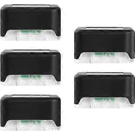 Lampes solaires LED pour marches et terrasse : lot de 5, étanches et résistantes aux intempéries, pour éclairage d'escalier extérieur (cour, patio, poteau, balustrade), jardin, entrée, allée. (1/5)