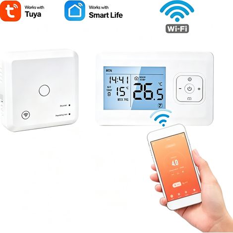 Thermostat Connecté WiFi Tuya pour Chauffage au Sol Hydronique, Régulateur de Température Intelligent à Distance pour Chaudière, Contrôle Domestique Intérieur-lsw (1/3)