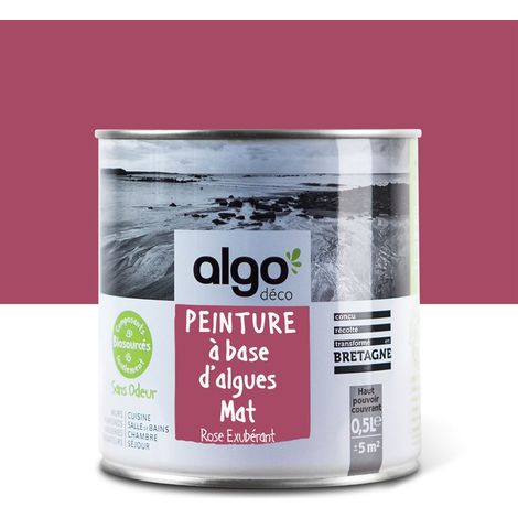Peinture écologique Algo - Mat - Rose Exubérant - 0.5L (1/5)