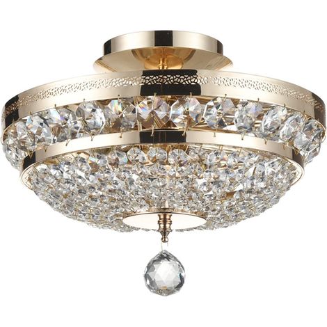 Ottilia Lampada da soffitto semi-incasso oro e cristallo, 3 luci, E14 (1/3)