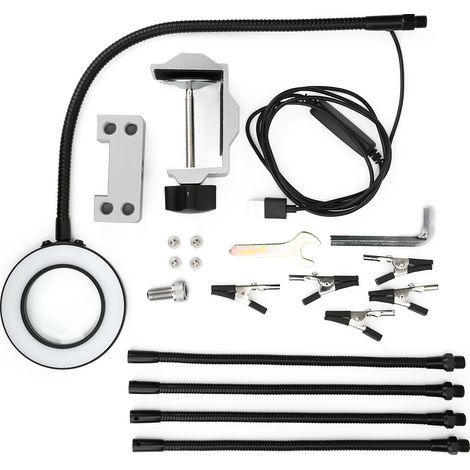 Pince de Table loupe LED 3X, aide à souder, bras Flexible, troisième Station de réparation de PCB (1/5)