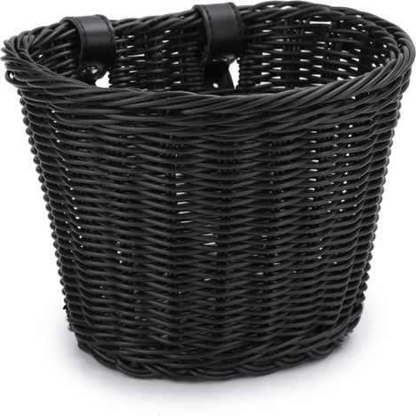 Panier de vélo en rotin fait main, panier pour trottinette, sac pour draisienne enfant, accessoire de vélo, noir (1/5)