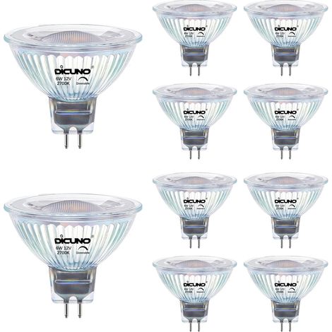 Ampoule LED GU5.3 MR16 Dimmable, 6W équivalent 60W, 12V Basse Tension, 420lm, Blanc chaud 2700K, Spot LED 40°, Ampoule GU5.3 encastrable, Éclairage intérieur, Lot de 6