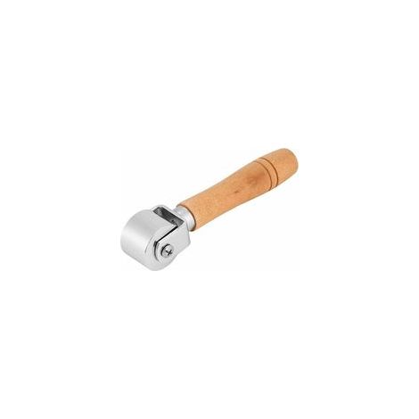 Rouleau presse-bord en métal pour cuir, poignée bois, ton argenté, 26 mm –