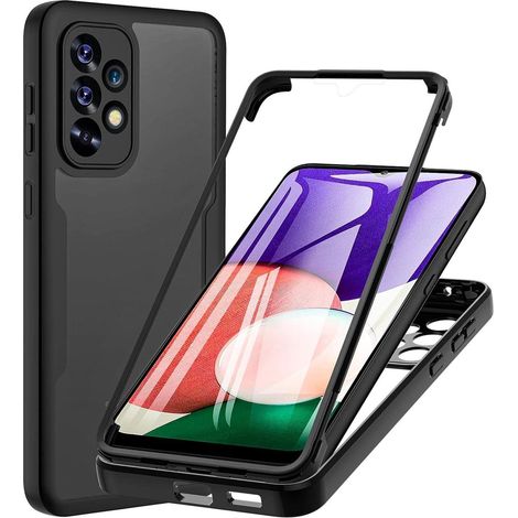 Hülle für Samsung Galaxy A53 5G, 360 Grad stoßfest, transparent, Schwarz (1/5)