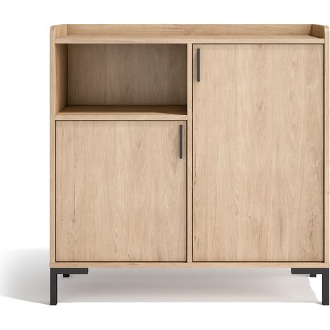 HERDASA, Mueble aparador en melamina con 2 puertas, Dover, roble claro (1/5)