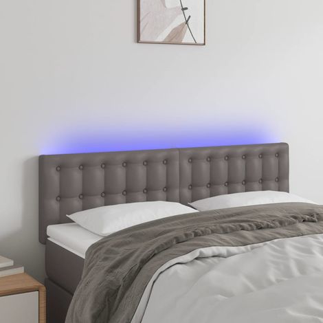 Cabecero con LED cuero sintético negro 144x5x78/88 cm vidaXL