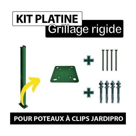 Kit Platine Poteau à Clips Vert + Visserie - JARDIPRO