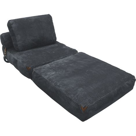 Sofá cama plegable individual gris de tejido afelpado 87 x 86 x 40 cm HOMVRA (1/5)