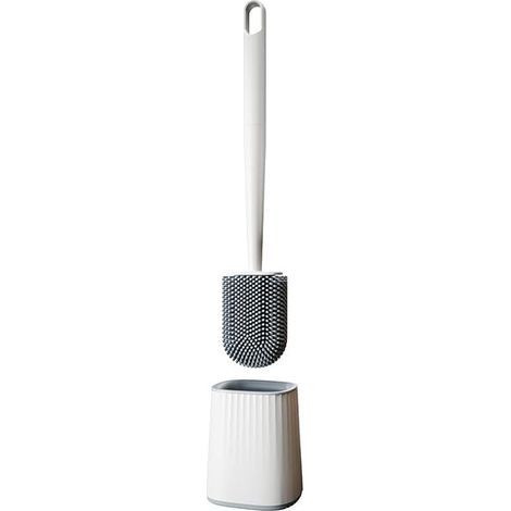 Cepillo de baño de silicona con mango largo y flexible para el baño, con soporte de pared (1/5)