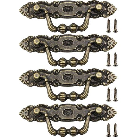 Stück antike Türgriffe mit Schrauben, Möbelgriffe aus Zinklegierung, Vintage-Möbeldekoration für Schranktüren, Schubladen, Kommoden (10,5–3,5 cm) (1/4)