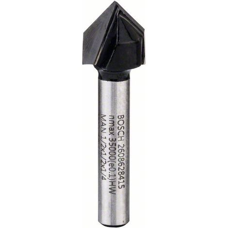 Fraise en V, 1/4 de pouce, D 12,7 mm, L 12,7 mm, G 45 mm, 90° (1/4)
