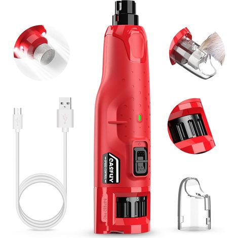 Lime à Ongle Chien - Silencieux (45 DB) 6 Vitesses avec 2 lumières LED pour Chiens/Chats de Grande, Moyenne et Petite Taille, Professionnel 3 Ports avec Capuchon Anti-poussière (1/5)