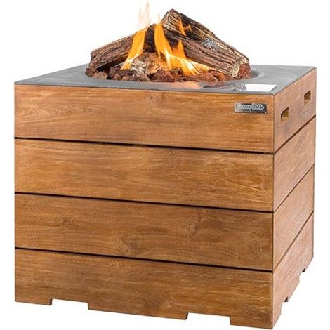 Happy Cocooning Mania Lounge&Dining Feuertisch Teakholz/grau quadratisch 19,5 kW (1/3)