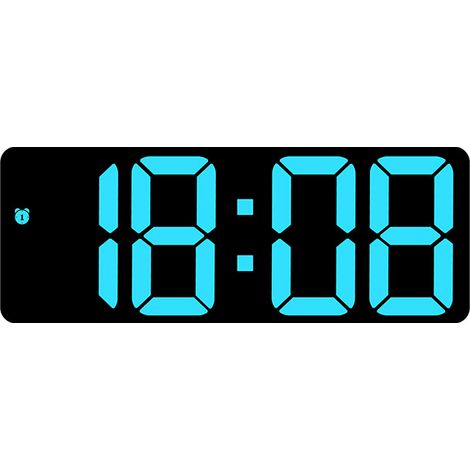 Horloge murale numérique LED avec affichage, gradation automatique, format 12/24H - pour salon, chambre, bureau, vert (1/3)