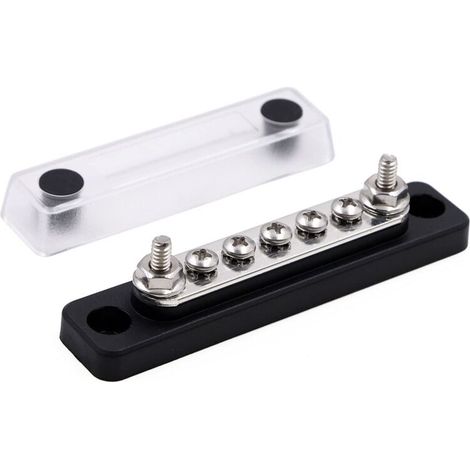 100 Amp Bus Bar with 2 Bolts, 5 Screws and Cover, 12 V, 24 V, 48 V DC (1/5)