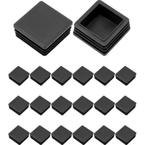20 pack 40 x 40 mm Bouchons à lamelles pour Tube carré, Embout de Bouchon en Plastique Noir carré pour Tube de Tuyau, Plastique polyéthylène, Bouchons d'extrémité (1/5)