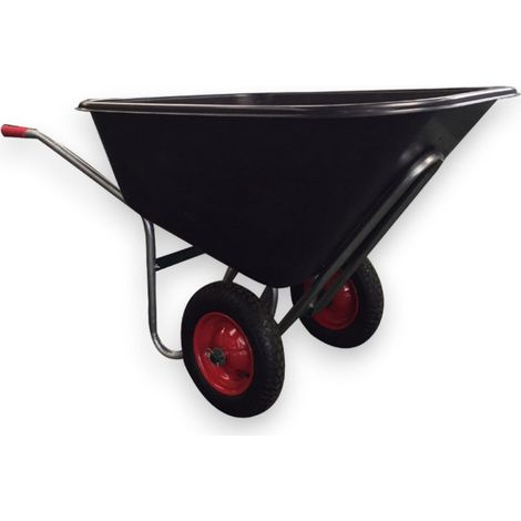 Carriola smontata con vasca 240 lt in plastica con bordo antinfortunistico e 2 ruote pneumatiche (1/4)