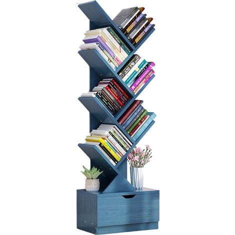 Étagère de rangement au sol pour étudiants, en forme d'arbre, économique et simple, petite bibliothèque avec tiroirs de rangement. (1/5)
