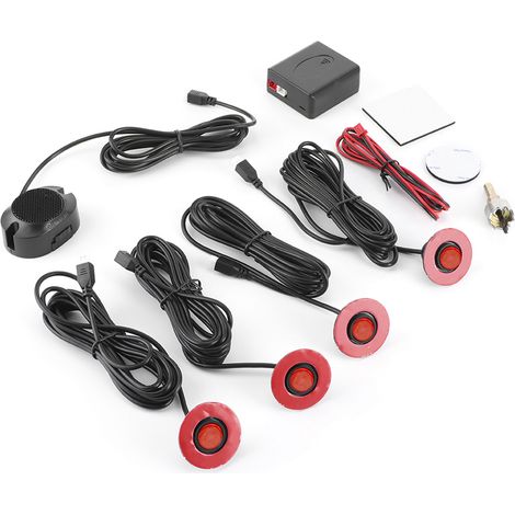 Capteur radar de recul intégré pour voiture de 16,5 mm avec kit auxiliaire d'avertisseur sonore audio (rouge) (1/5)