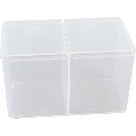 Boîte de rangement pour 2 compartiments, cotons-tiges, vernis à ongles et paillettes. (1/5)