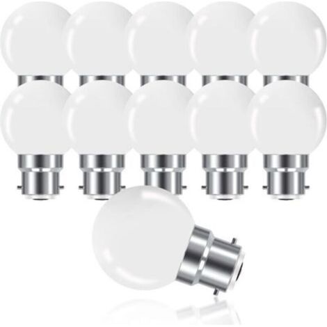 Ampoule LED à Baïonnette B22 3W,Ampoule Mini Globe Golfball B22 G45,Blanc Chaud 3000K,280LM,Non Dimmable,Lot de 10 [Classe énergétique G]..