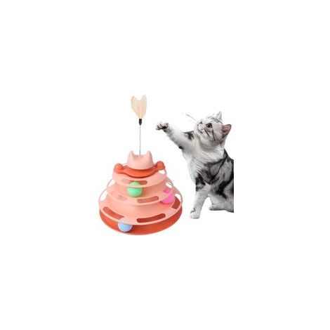 Jouet interactif pour Chat,Jouet Balles pour Jeu Chat Chaton avec 3 Boules, 4 Couches,Lavable et Amovible,Jouet de Chat Interactif avec Fond Antidérap (1/5)