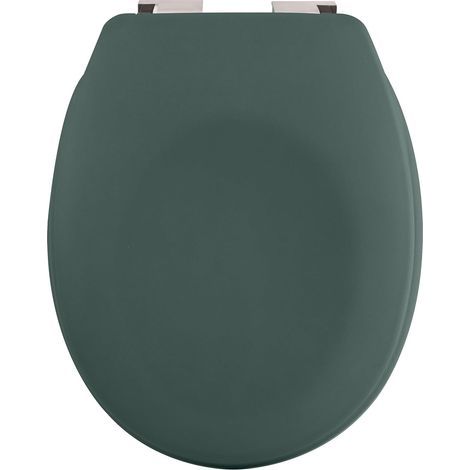 Abattant de toilette rigide vert foncé mat – Charnières chromées en ABS (1/5)