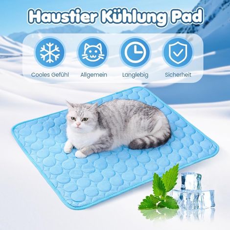 Ulisem - Sommerkühlmatte für Haustiere - Natürliche Kühlung ohne Strom - Rutschfeste Unterseite - Kühlmatte für Hunde und Katzen - Waschbar - Frei von giftigem Gel - Rutschfest - Blau (XXL) (1/5)