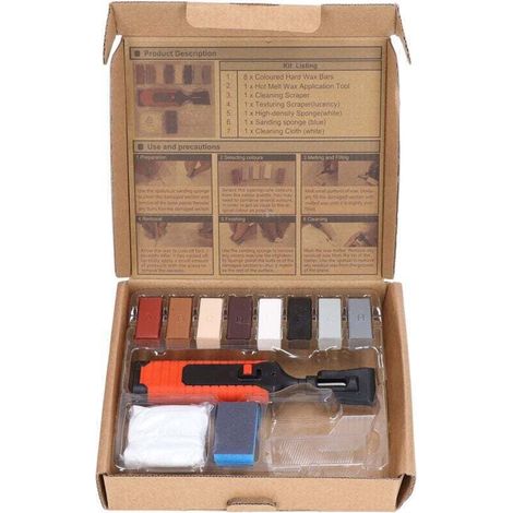 Kit de Réparation de Carrelage, Stylo Chauffant électrique pour Réparation de Carrelage, Ensemble de Blocs de Cire avec 8 Blocs de Cire, Outils de Réparation de Fissures (1/4)