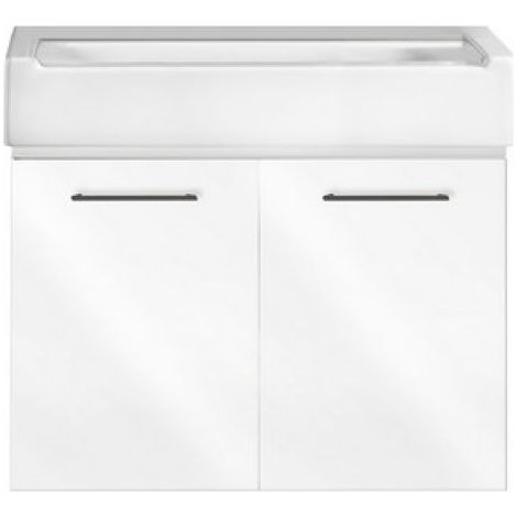 MOBILE LAVATOIO SOSPESO CON LAVABO IN CERAMICA 2 ANTE Bianco Classico - LxP 60x50 cm