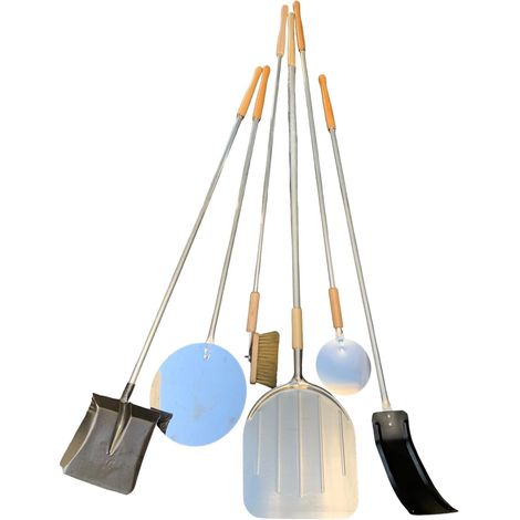 Pale per pizza rettangolare in alluminio 32x34 cm spazzola tonde pala cenere remo 6pz manico in alluminio terminale in legno di faggio