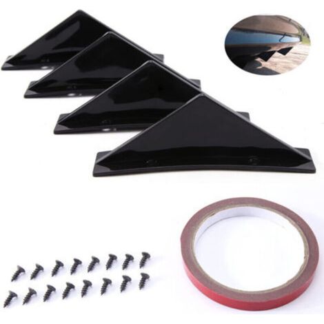 Aileron Arrière Universel pour Voiture – 4 Pièces en Plastique Brillant Noir, Forme de Requin Courbée, Lèvre de Pare-chocs & Diffuseur (1/5)