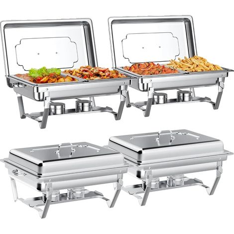 Ensemble de buffet avec plat à réchaud, acier inoxydable, capacité de 8QT, 4Pack (1/2)