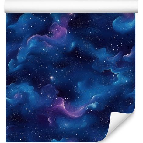 Papel pintado de galaxia en acuarela azul marino, violeta e índigo 50x1000 cm (1/5)