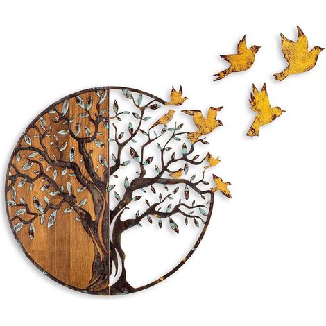 Décoration murale en métal et bois Arbre Modèle 4 (1/4)