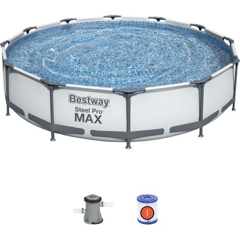 Piscina redonda desmontable con estructura de acero y bomba de filtro incluida, diámetro 366 cm, altura 76 cm, capacidad 6473 L - Bestway