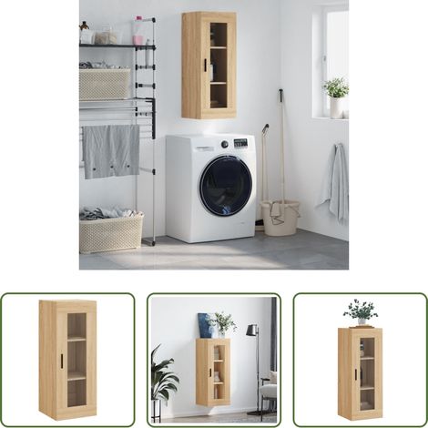 Holzschrank - Wandschrank Sonoma-Eiche 34,5x34x90 cm (1/5)