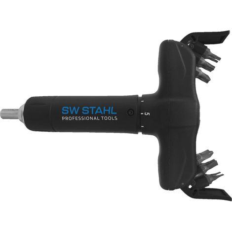 SW-Stahl 03913L T-Griff Drehmomentschlüssel 1/4 Zoll mit Bits 2-8 Nm 13-teilig I Rechtsanzug mit Ratschenfunktion I Aufnahme 6-kant I magnetische Bits (1/5)