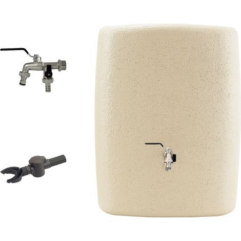 4rain TERRA Wandtank Komplett-Set 275 Liter sandbeige inkl. Chrom-Doppelauslaufhahn und Fallrohranschluss (1/5)
