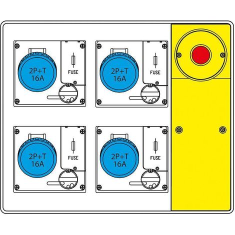 Scame quadro d'alimentazione da cantiere con pulsante di emergenza mbox2 656.5824-113